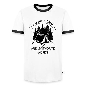 Tente Camping Camper Scout Bivouac - T-shirt contrasté Homme - blanc/noir - Devant - AI Model Female 172 light (172cm) & AI Model Male 178 dark (178cm)