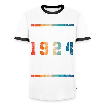 Limited Edition since 1924 Birthday Gift - Men's Ringer Shirt - white/black - Front - AI Model Female 172 light (172cm) & AI Model Male 178 dark (178cm)
