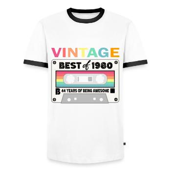 Best of 1980 - zum 44. Geburtstag Limited Edition - Männer Kontrast-T-Shirt - Weiß/Schwarz - Vorne - AI Model Female 172 light (172cm) & AI Model Male 178 dark (178cm)