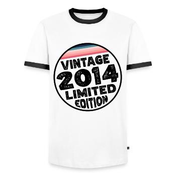 Vintage 2014 Geburtstag Geschenk Kinderparty - Männer Kontrast-T-Shirt - Weiß/Schwarz - Vorne - AI Model Female 172 light (172cm) & AI Model Male 178 dark (178cm)