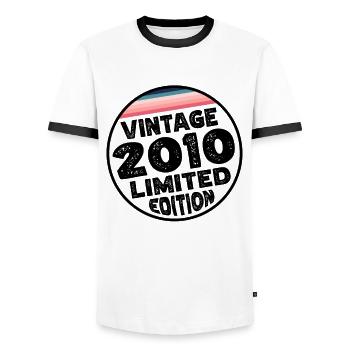 Vintage 2010 Birthday Gift Birthday Party - Men's Ringer Shirt - white/black - Front - AI Model Female 172 light (172cm) & AI Model Male 178 dark (178cm)