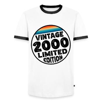 Vintage 2000 Birthday Gift Birthday Party - Men's Ringer Shirt - white/black - Front - AI Model Female 172 light (172cm) & AI Model Male 178 dark (178cm)