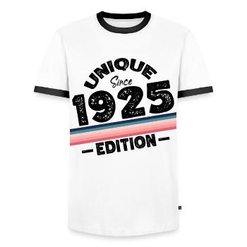 Unique depuis 1925 Edition Anniversaire Millésime 1925 - T-shirt contrasté Homme - blanc/noir - Devant - AI Model Female 172 light (172cm) & AI Model Male 178 dark (178cm)