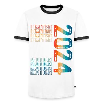Edition limitée depuis 2024 Anniversaire Millésime 2024 - T-shirt contrasté Homme - blanc/noir - Devant - AI Model Female 172 light (172cm) & AI Model Male 178 dark (178cm)