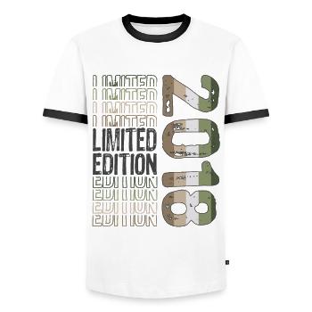 Limited Edition Since 2018 Birthday Vintage 2018 - Men's Ringer Shirt - white/black - Front - AI Model Female 172 light (172cm) & AI Model Male 178 dark (178cm)