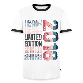 Limited Edition since 2018 Birthday Vintage 2018 - Men's Ringer Shirt - white/black - Front - AI Model Female 172 light (172cm) & AI Model Male 178 dark (178cm)