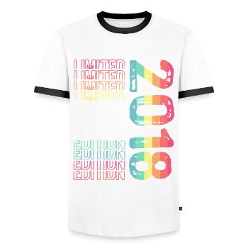 Limited Edition since 2018 Birthday Vintage 2018 - Men's Ringer Shirt - white/black - Front - AI Model Female 172 light (172cm) & AI Model Male 178 dark (178cm)