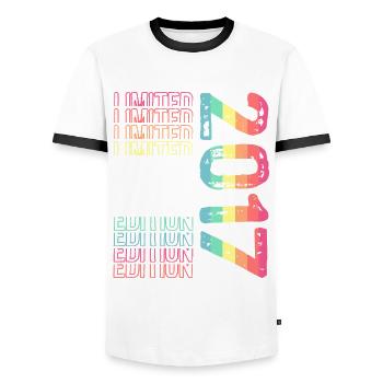 Limited Edition seit 2017 Geburtstag Vintage 2017 - Männer Kontrast-T-Shirt - Weiß/Schwarz - Vorne - AI Model Female 172 light (172cm) & AI Model Male 178 dark (178cm)