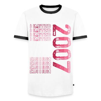 Limited Edition Since 2007 Birthday Vintage 2007 - Men's Ringer Shirt - white/black - Front - AI Model Female 172 light (172cm) & AI Model Male 178 dark (178cm)