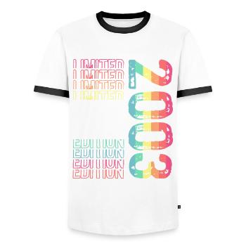 Limited Edition Since 2003 Birthday Vintage 2003 - Men's Ringer Shirt - white/black - Front - AI Model Female 172 light (172cm) & AI Model Male 178 dark (178cm)