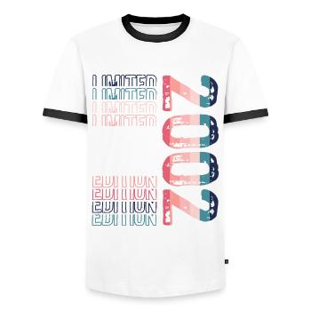 Limited Edition Since 2002 Birthday Vintage 2002 - Men's Ringer Shirt - white/black - Front - AI Model Female 172 light (172cm) & AI Model Male 178 dark (178cm)