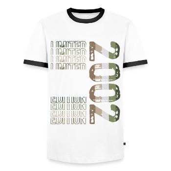 Limited Edition Since 2002 Birthday Vintage 2002 - Men's Ringer Shirt - white/black - Front - AI Model Female 172 light (172cm) & AI Model Male 178 dark (178cm)
