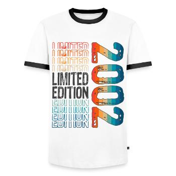 Limited Edition Since 2002 Birthday Vintage 2002 - Men's Ringer Shirt - white/black - Front - AI Model Female 172 light (172cm) & AI Model Male 178 dark (178cm)