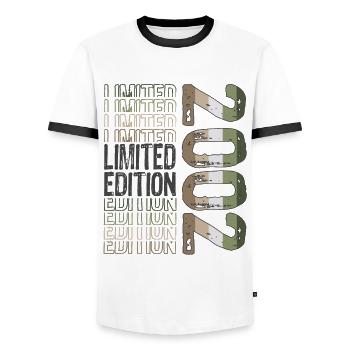 Limited Edition Since 2002 Birthday Vintage 2002 - Men's Ringer Shirt - white/black - Front - AI Model Female 172 light (172cm) & AI Model Male 178 dark (178cm)