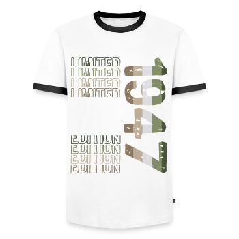 Limited Edition Since 1947 Birthday Vintage 1947 - Men's Ringer Shirt - white/black - Front - AI Model Female 172 light (172cm) & AI Model Male 178 dark (178cm)