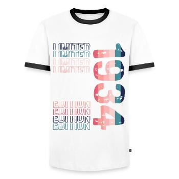 Edition Limitée Depuis 1934 Anniversaire Millésime 1934 - T-shirt contrasté Homme - blanc/noir - Devant - AI Model Female 172 light (172cm) & AI Model Male 178 dark (178cm)