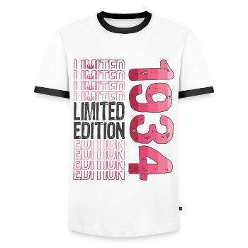 Edition Limitée Depuis 1934 Anniversaire Millésime 1934 - T-shirt contrasté Homme - blanc/noir - Devant - AI Model Female 172 light (172cm) & AI Model Male 178 dark (178cm)