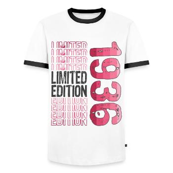 Edition limitée depuis 1936 Anniversaire Millésime 1936 - T-shirt contrasté Homme - blanc/noir - Devant - AI Model Female 172 light (172cm) & AI Model Male 178 dark (178cm)