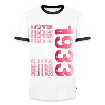 Limited Edition Since 1933 Birthday Vintage 1933 - Men's Ringer Shirt - white/black - Front - AI Model Female 172 light (172cm) & AI Model Male 178 dark (178cm)