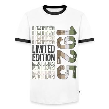 Limited Edition Since 1925 Birthday Vintage 1925 - Men's Ringer Shirt - white/black - Front - AI Model Female 172 light (172cm) & AI Model Male 178 dark (178cm)