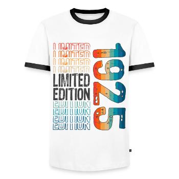 Limited Edition seit 1925 Geburtstag Vintage 1925 - Männer Kontrast-T-Shirt - Weiß/Schwarz - Vorne - AI Model Female 172 light (172cm) & AI Model Male 178 dark (178cm)