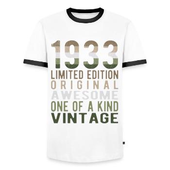 Limited Edition Since 1933 Birthday Vintage 1933 - Men's Ringer Shirt - white/black - Front - AI Model Female 172 light (172cm) & AI Model Male 178 dark (178cm)