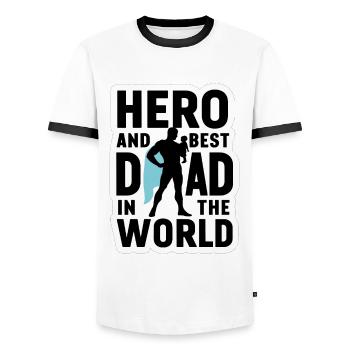 Held und bester Dad Papa in der Welt Vatertag - Männer Kontrast-T-Shirt - Weiß/Schwarz - Vorne - AI Model Female 172 light (172cm) & AI Model Male 178 dark (178cm)