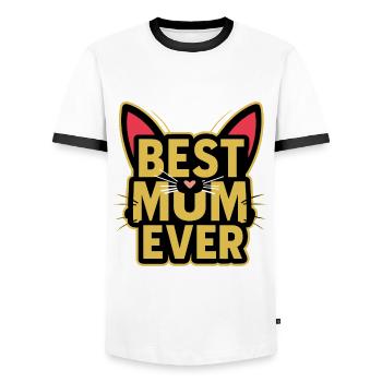 Best Mom Forever - Chat à motif de fête des mères - T-shirt contrasté Homme - blanc/noir - Devant - AI Model Female 172 light (172cm) & AI Model Male 178 dark (178cm)