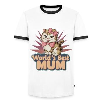 Best Mom Forever - Chat à motif de fête des mères - T-shirt contrasté Homme - blanc/noir - Devant - AI Model Female 172 light (172cm) & AI Model Male 178 dark (178cm)