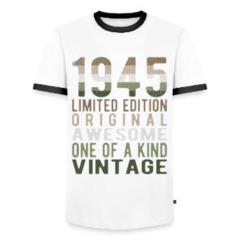 Limited Edition Since 1945 Birthday Vintage 1945 - Men's Ringer Shirt - white/black - Front - AI Model Female 172 light (172cm) & AI Model Male 178 dark (178cm)