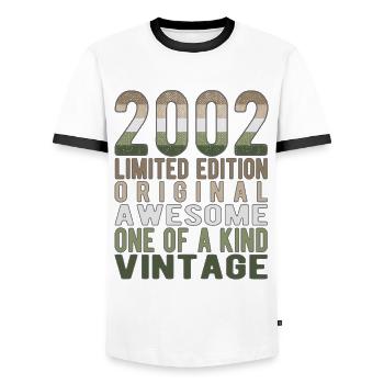 Limited Edition Since 2002 Birthday Vintage 2002 - Men's Ringer Shirt - white/black - Front - AI Model Female 172 light (172cm) & AI Model Male 178 dark (178cm)