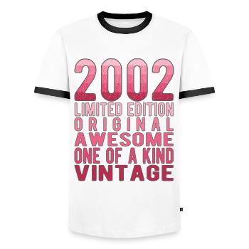 Limited Edition Since 2002 Birthday Vintage 2002 - Men's Ringer Shirt - white/black - Front - AI Model Female 172 light (172cm) & AI Model Male 178 dark (178cm)
