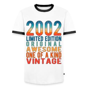 Limited Edition Since 2002 Birthday Vintage 2002 - Men's Ringer Shirt - white/black - Front - AI Model Female 172 light (172cm) & AI Model Male 178 dark (178cm)