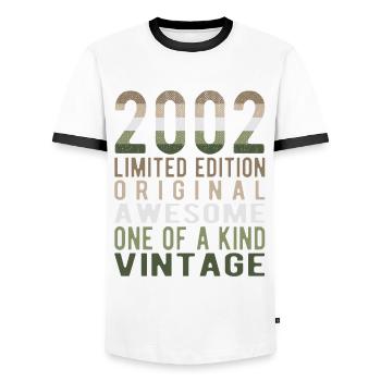Limited Edition Since 2002 Birthday Vintage 2002 - Men's Ringer Shirt - white/black - Front - AI Model Female 172 light (172cm) & AI Model Male 178 dark (178cm)