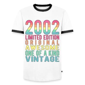 Limited Edition Since 2002 Birthday Vintage 2002 - Men's Ringer Shirt - white/black - Front - AI Model Female 172 light (172cm) & AI Model Male 178 dark (178cm)