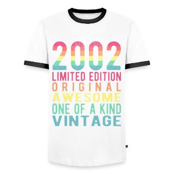 Limited Edition Since 2002 Birthday Vintage 2002 - Men's Ringer Shirt - white/black - Front - AI Model Female 172 light (172cm) & AI Model Male 178 dark (178cm)