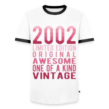 Limited Edition Since 2002 Birthday Vintage 2002 - Men's Ringer Shirt - white/black - Front - AI Model Female 172 light (172cm) & AI Model Male 178 dark (178cm)