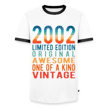Limited Edition Since 2002 Birthday Vintage 2002 - Men's Ringer Shirt - white/black - Front - AI Model Female 172 light (172cm) & AI Model Male 178 dark (178cm)