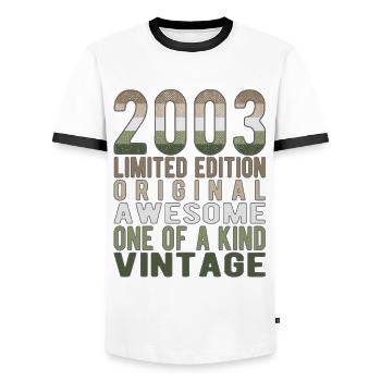 Limited Edition Since 2003 Birthday Vintage 2003 - Men's Ringer Shirt - white/black - Front - AI Model Female 172 light (172cm) & AI Model Male 178 dark (178cm)