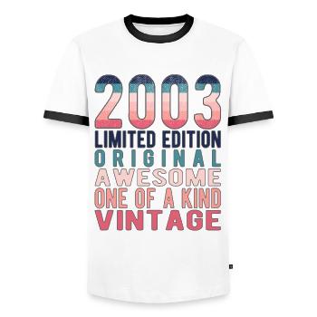 Limited Edition Since 2003 Birthday Vintage 2003 - Men's Ringer Shirt - white/black - Front - AI Model Female 172 light (172cm) & AI Model Male 178 dark (178cm)