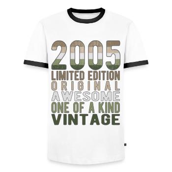 Edition limitée depuis 2005 Anniversaire Millésime 2005 - T-shirt contrasté Homme - blanc/noir - Devant - AI Model Female 172 light (172cm) & AI Model Male 178 dark (178cm)