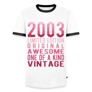 Limited Edition Since 2003 Birthday Vintage 2003 - Men's Ringer Shirt - white/black - Front - AI Model Female 172 light (172cm) & AI Model Male 178 dark (178cm)
