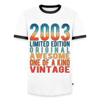 Limited Edition Since 2003 Birthday Vintage 2003 - Men's Ringer Shirt - white/black - Front - AI Model Female 172 light (172cm) & AI Model Male 178 dark (178cm)