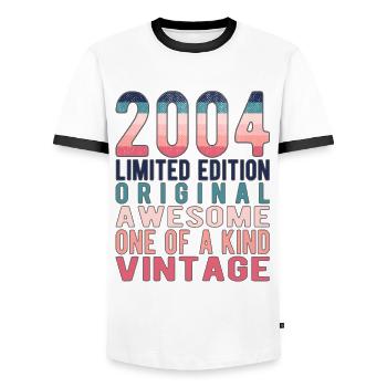Edition limitée depuis 2004 Anniversaire Millésime 2004 - T-shirt contrasté Homme - blanc/noir - Devant - AI Model Female 172 light (172cm) & AI Model Male 178 dark (178cm)