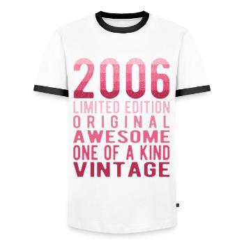 Edition limitée depuis 2006 Anniversaire Millésime 2006 - T-shirt contrasté Homme - blanc/noir - Devant - AI Model Female 172 light (172cm) & AI Model Male 178 dark (178cm)