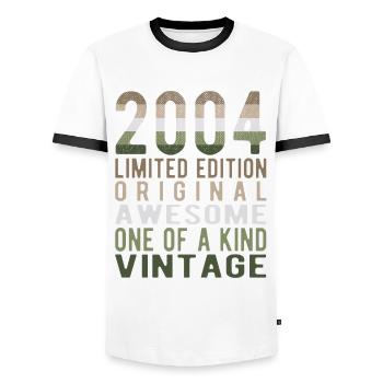 Edition limitée depuis 2004 Anniversaire Millésime 2004 - T-shirt contrasté Homme - blanc/noir - Devant - AI Model Female 172 light (172cm) & AI Model Male 178 dark (178cm)
