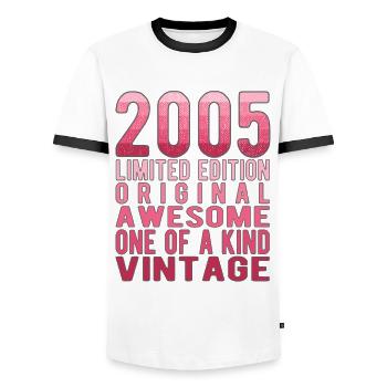 Edition limitée depuis 2005 Anniversaire Millésime 2005 - T-shirt contrasté Homme - blanc/noir - Devant - AI Model Female 172 light (172cm) & AI Model Male 178 dark (178cm)