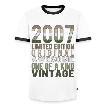 Limited Edition Since 2007 Birthday Vintage 2007 - Men's Ringer Shirt - white/black - Front - AI Model Female 172 light (172cm) & AI Model Male 178 dark (178cm)