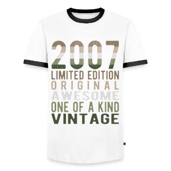 Limited Edition Since 2007 Birthday Vintage 2007 - Men's Ringer Shirt - white/black - Front - AI Model Female 172 light (172cm) & AI Model Male 178 dark (178cm)