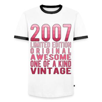 Limited Edition Since 2007 Birthday Vintage 2007 - Men's Ringer Shirt - white/black - Front - AI Model Female 172 light (172cm) & AI Model Male 178 dark (178cm)